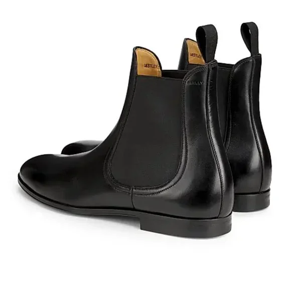 Bally Men's Westley Grained Leather Chelsea Boots Black Size 7